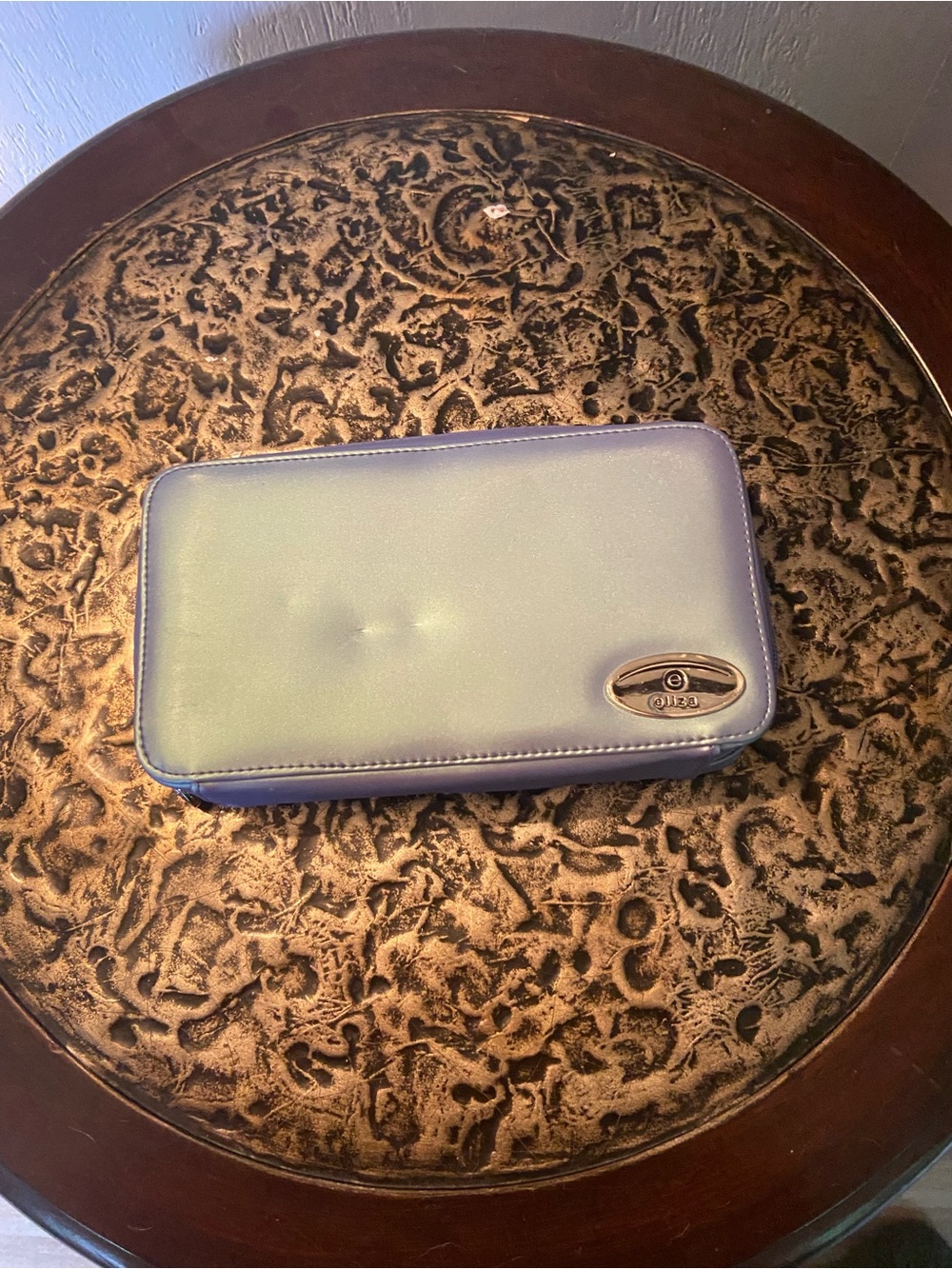 Avon Light Blue Iridescent Zip Wallet Clutch